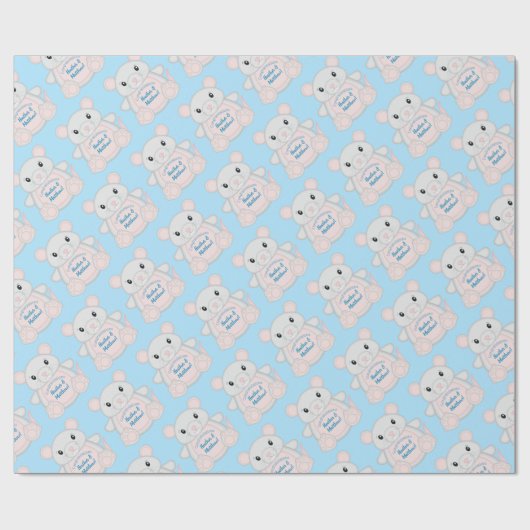 Muismuizen Baby shower blauw Cadeaupapier (Vlak)