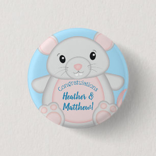 Muismuizen Baby shower blauw Ronde Button 3,2 Cm