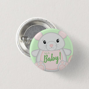 Muismuizen Baby shower Groen Ronde Button 3,2 Cm