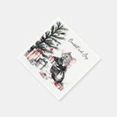 Muispaar met kerstboom vakantie servetten (Hoek)