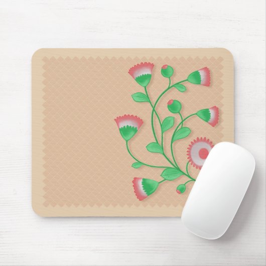 Muispad met roze bloemenmotief muismat (Met muis)
