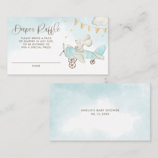 Muispiloot Baby shower luierafvoer Informatiekaartje (Voorkant / Achterkant)