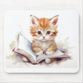 Muisplaat met knuffelkat die leest muismat (Voorkant)