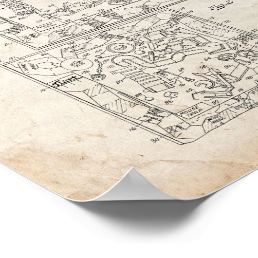 Muissetrap Board Game Patent - Oude look Poster (Hoek)