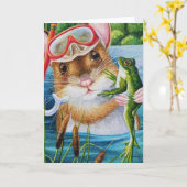 Muissnorkel & Masker met Bullfrog Waterverf Art Kaart (Gele Bloem)