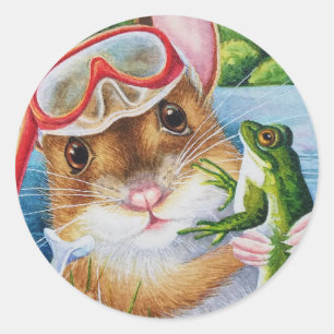 Muissnorkel & Masker met Bullfrog Waterverf Art Ronde Sticker