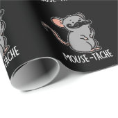 Muistache Funny Mouse Pun Dark BG Cadeaupapier (Rol Hoek)