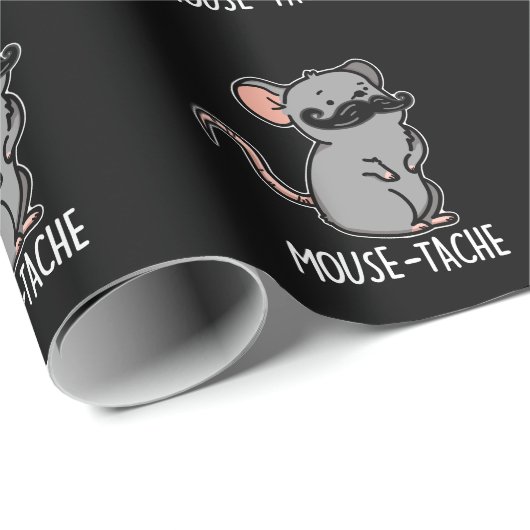 Muistache Funny Mouse Pun Dark BG Cadeaupapier (Rol Hoek)