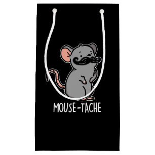 Muistache Funny Mouse Pun Dark BG Klein Cadeauzakje