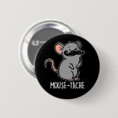 Muistache Funny Mouse Pun Dark BG Ronde Button 5,7 Cm (Voorkant /achterkant)