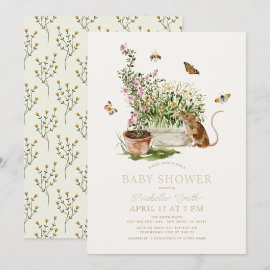 Muisvlinder bijen tuin Baby shower Kaart (Voorkant / Achterkant)