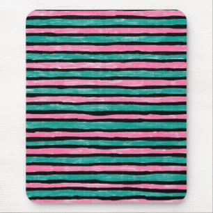 Muisvloer, geschilderde strepen, roze en turquoise muismat