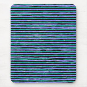 Muisvloer, geschilderde strepen, turquoise en blau muismat