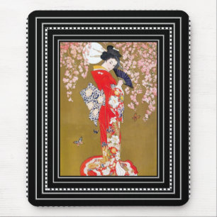 Muisvloeren Kunst Japanse Geisha Dame Vintage Post Muismat