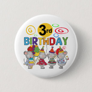 Muizen 3e verjaardag T-shirts en geschenken Ronde Button 5,7 Cm