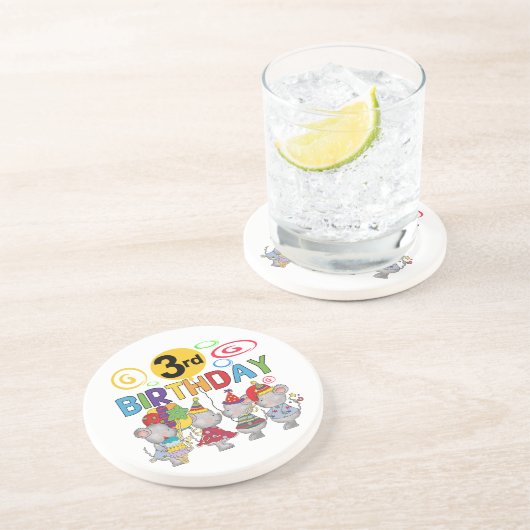 Muizen 3e verjaardag T-shirts en geschenken Zandsteen Onderzetter (Zijkant)