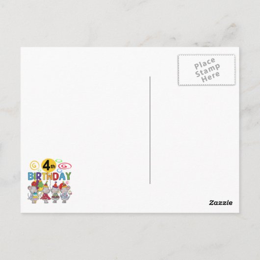 Muizen 4e verjaardag T-shirts en geschenken Briefkaart (Achterkant)