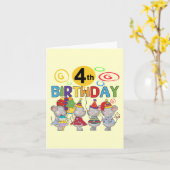 Muizen 4e verjaardag T-shirts en geschenken Kaart (Gele Bloem)