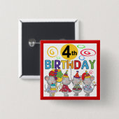 Muizen 4e verjaardag T-shirts en geschenken Vierkante Button 5,1 Cm (Voorkant /achterkant)