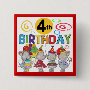 Muizen 4e verjaardag T-shirts en geschenken Vierkante Button 5,1 Cm