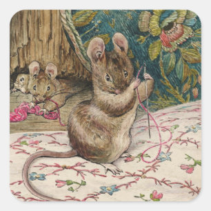 Muizen aan het werk - Beatrix Potter Vierkante Sticker