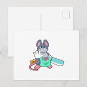 Muizen als kapper met schaar en kam briefkaart (Voorkant / Achterkant)