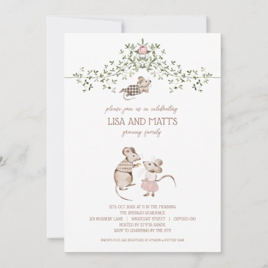 Muizen Baby shower Kaart (Voorkant)