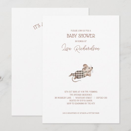 Muizen Baby shower Kaart (Voorkant / Achterkant)