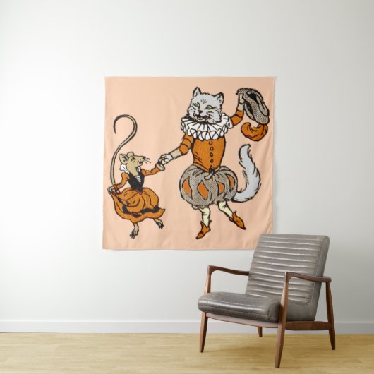 muizen dansen met kattendruk wandkleed (In situ)