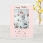 Muizen en bessen Sneeuwscène Wildlife Kerstmis Kaart (Gele Bloem)