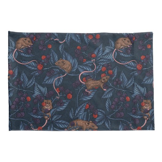 Muizen en bramen op de marine kussensloop (Achterkant-Rechts)