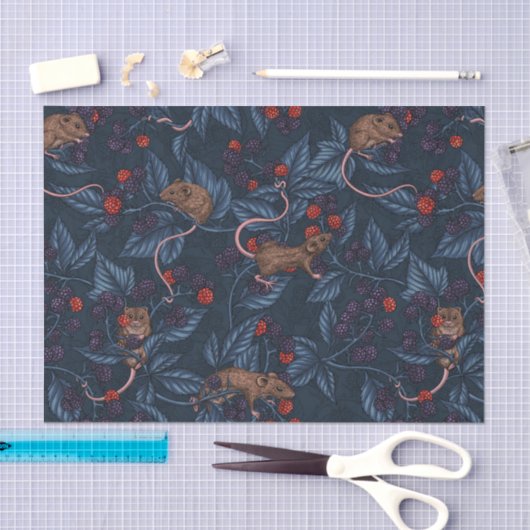 Muizen en bramen op de marine tissuepapier (Craft)