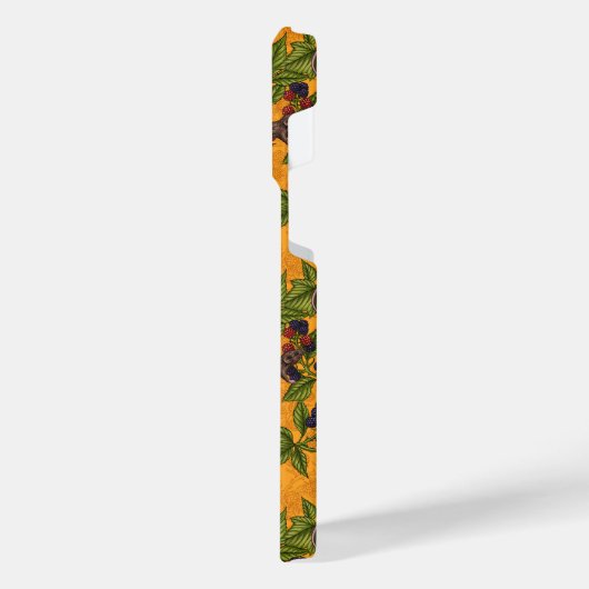 Muizen en bramen op geel iPhone hoesje (Linkerkant)