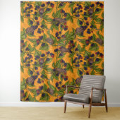 Muizen en bramen op sinaasappel Tapestry Wandkleed (In situ)