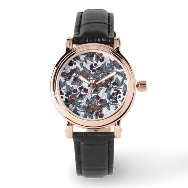 Muizen en bramen op wit horloge (Voorkant)