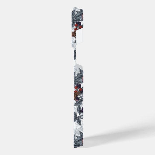 Muizen en bramen op wit iPhone hoesje (Linkerkant)