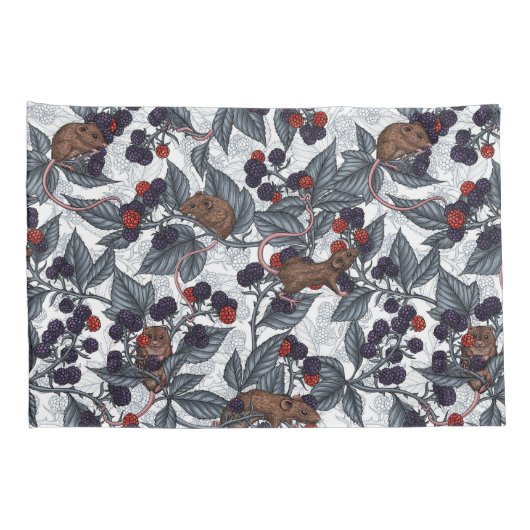 Muizen en bramen op wit kussensloop (Achterkant-Rechts)