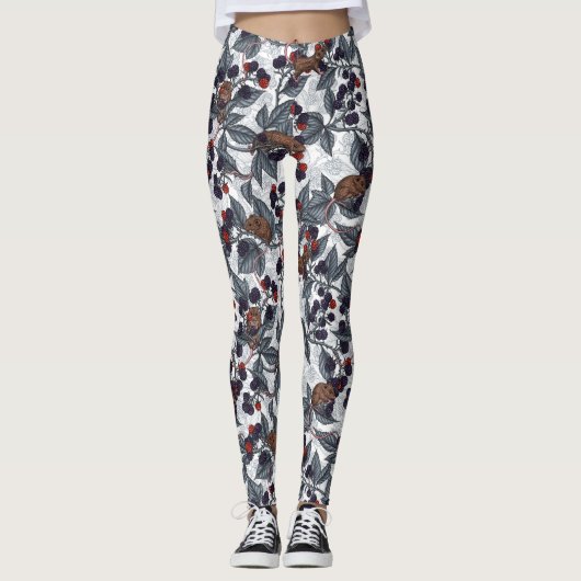 Muizen en bramen op wit leggings (Voorkant)