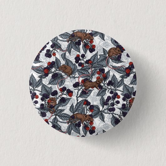 Muizen en bramen op wit ronde button 3,2 cm (Voorkant)