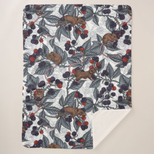 Muizen en bramen op wit sherpa deken