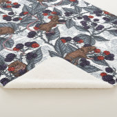 Muizen en bramen op wit sherpa deken (3/4)