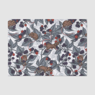 Muizen en bramen op wit tissuepapier