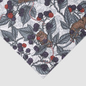 Muizen en bramen op wit tissuepapier (Detail)