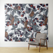 Muizen en bramen op wit wandkleed (In Situ (horizontaal))