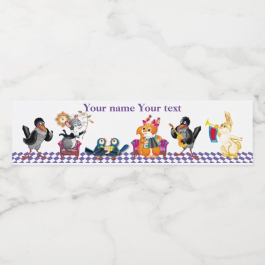 Muizen en eekhoorns spelen een concert waterfles etiket (Enkel label)