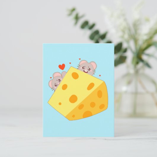 Muizen en kaas briefkaart (Staand voorkant)