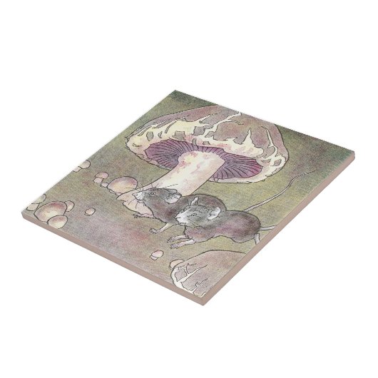 Muizen en paddenstoelen tegeltje (Zijkant)