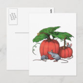 Muizen en pompoenen: Cute Autumn Scene: Kunst Briefkaart (Voorkant / Achterkant)