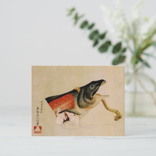 Muizen en zalm Hokusai Briefkaart (Staand voorkant)