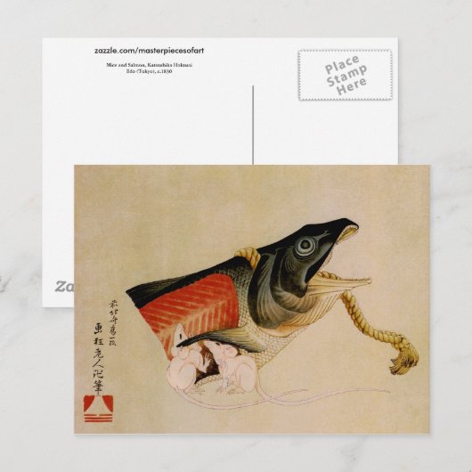 Muizen en zalm Hokusai Briefkaart (Voorkant / Achterkant)